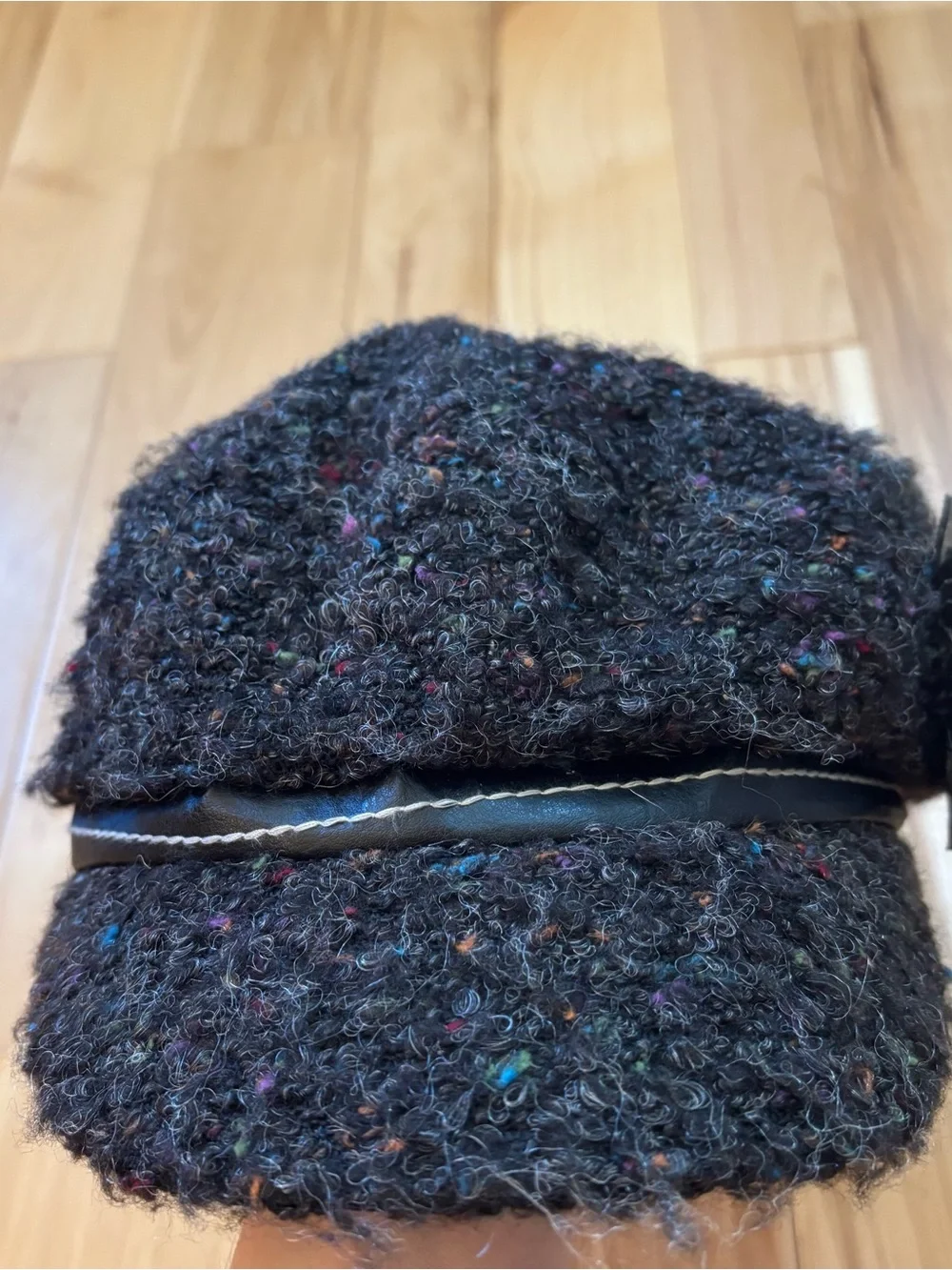 Y2K Scala Pronto Boucle Tweed Flower Accent Newsboy Style Hat - Picture 2 of 8